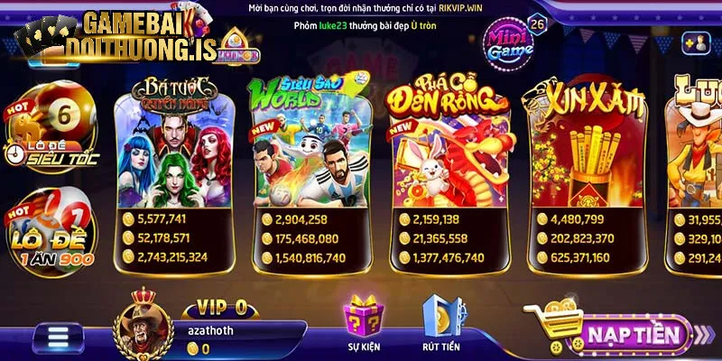 Thông tin về sảnh game nổ hũ Rikvip